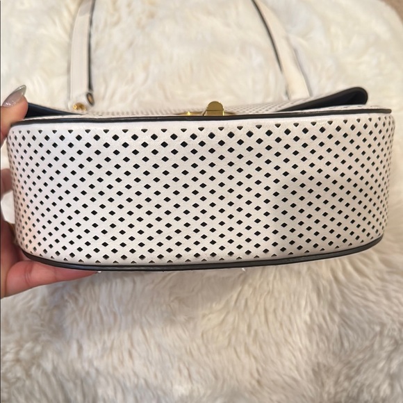 Sandro Chic Cream/White Perforated Crossbody Bag - Picture 6 of 14
